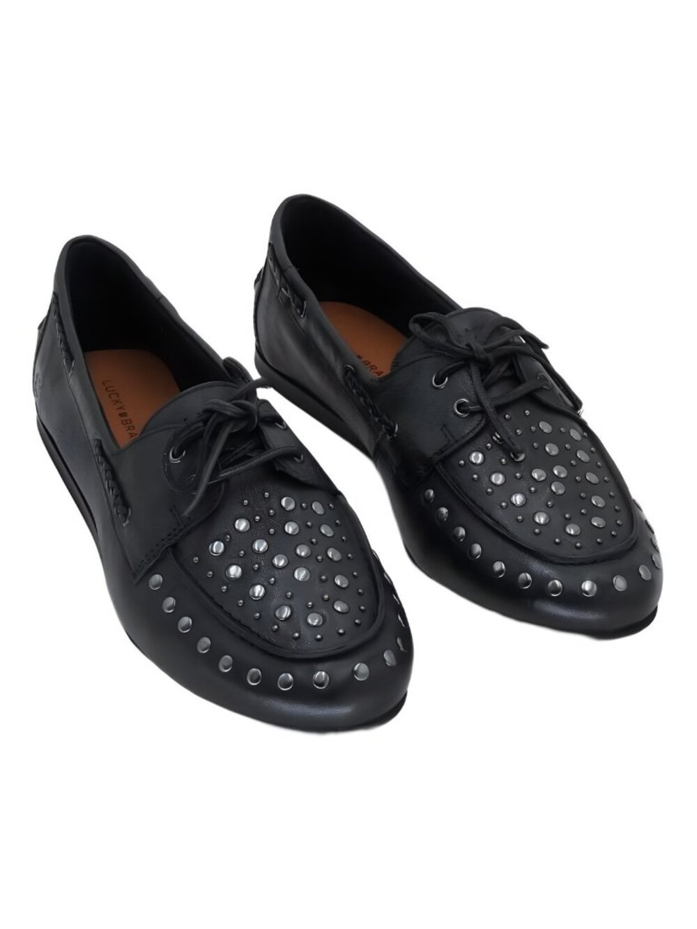 Lucky Brand Womens Timini Studded Moccasin Loafer Black Leather US 10M EU 41